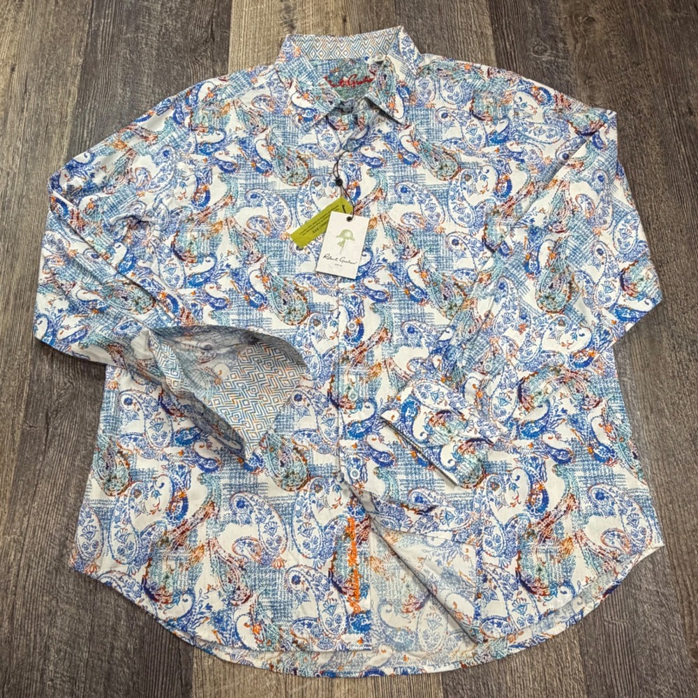 Robert Graham Shooting Star Shirt Men XL Multi Paisley Long Sleeve Button Up NEW